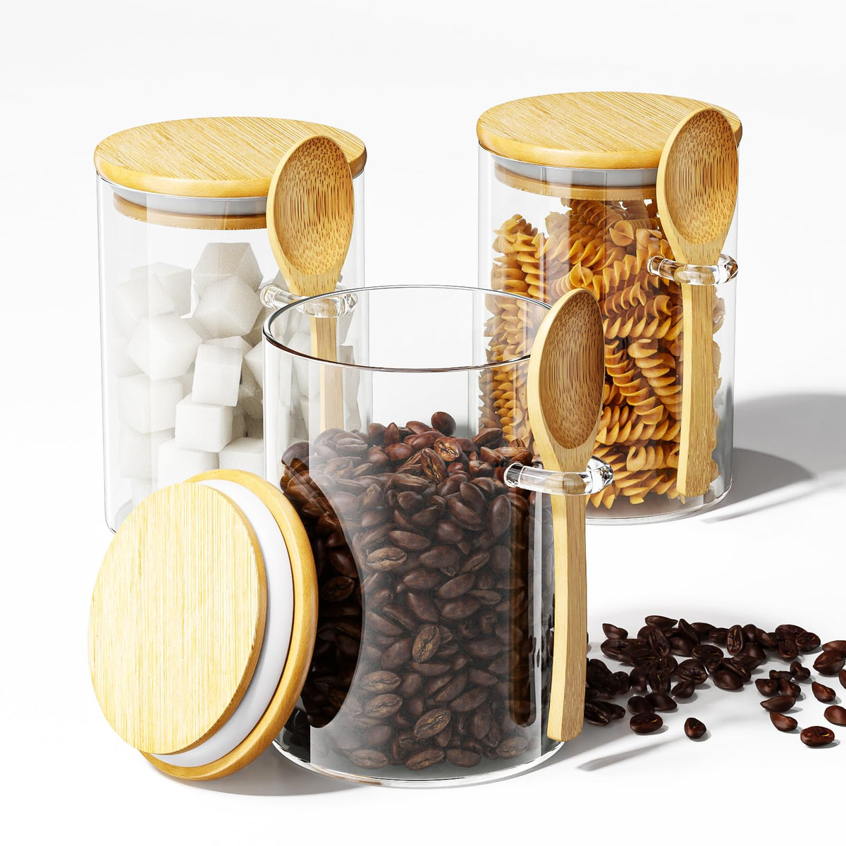 KOIKEY coffee sugar container jar 15oz with clear visibility for quick brewing.