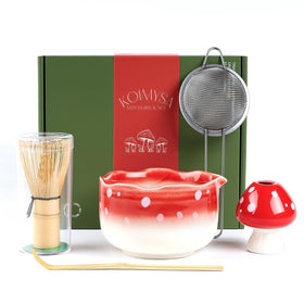 KOIMYSA mushroom matcha bowl red gradient ideal for authentic tea rituals at home
