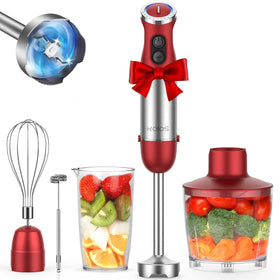 KOIOS 5-in-1 hand blender attachments enable quick mixing and whisking tasks.