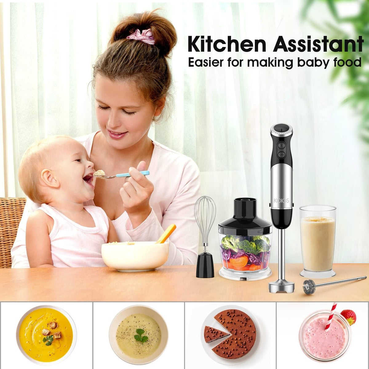 KOIOS dishwasher-safe detachable stick for effortless cleaning.