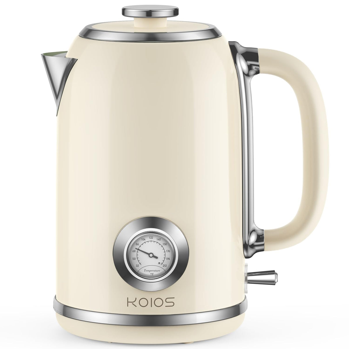 KOIOS electric kettle on base for fast, safe boiling.