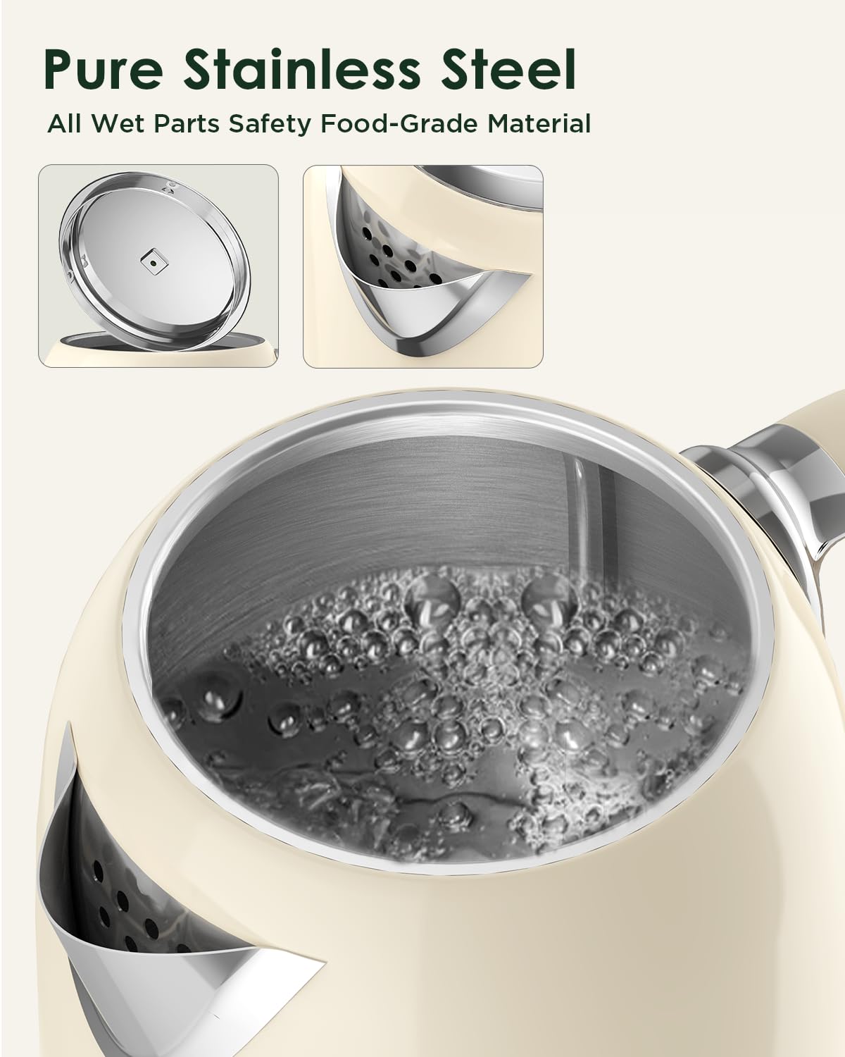 KOIOS 304 stainless steel interior resists rust and flavor transfer.