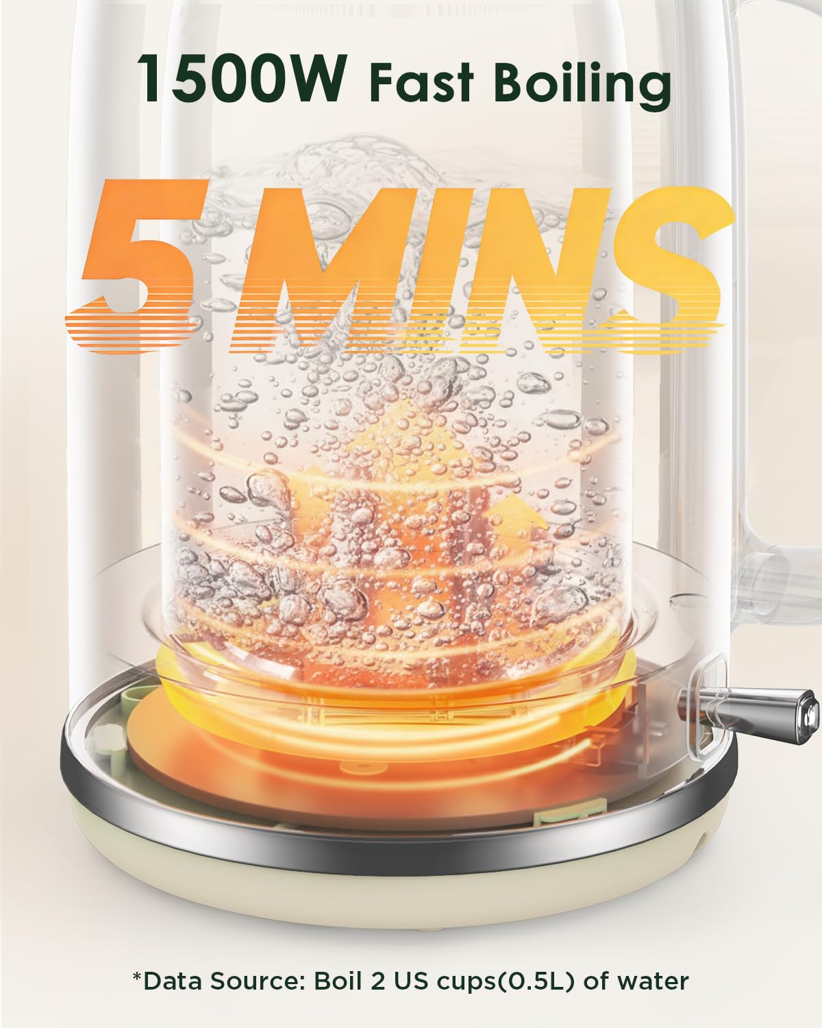 KOIOS kettle with temperature gauge for precise brewing.