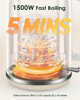 KOIOS kettle with temperature gauge for precise brewing.