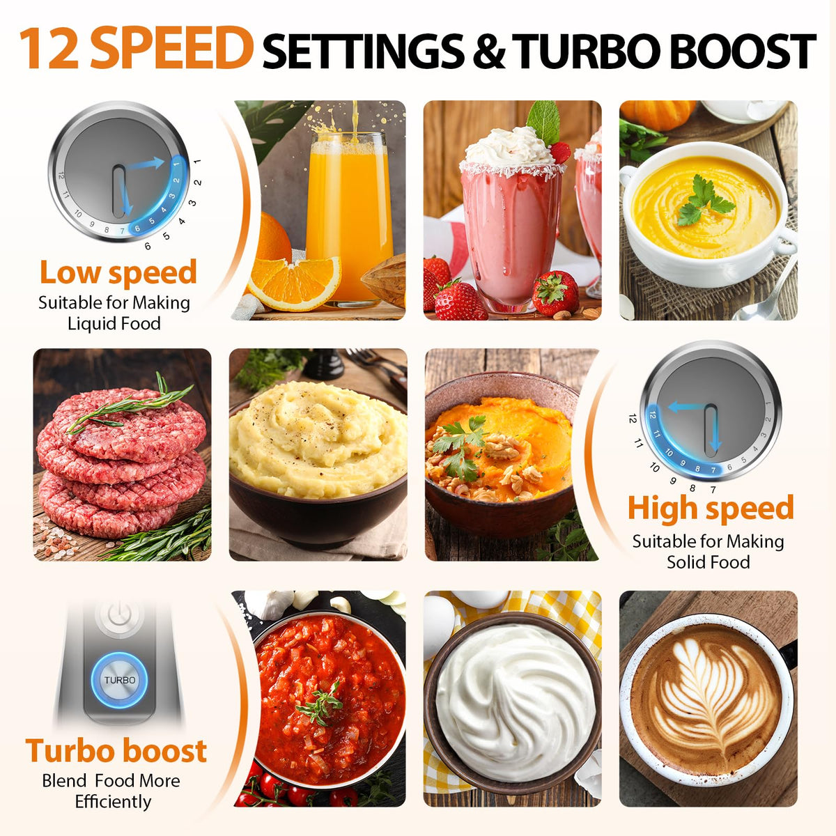 KOIOS 12-speed blender with Turbo mode for tough tasks
