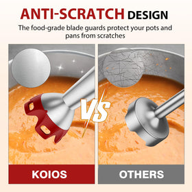 KOIOS blade guard protecting cookware from scratches during blending