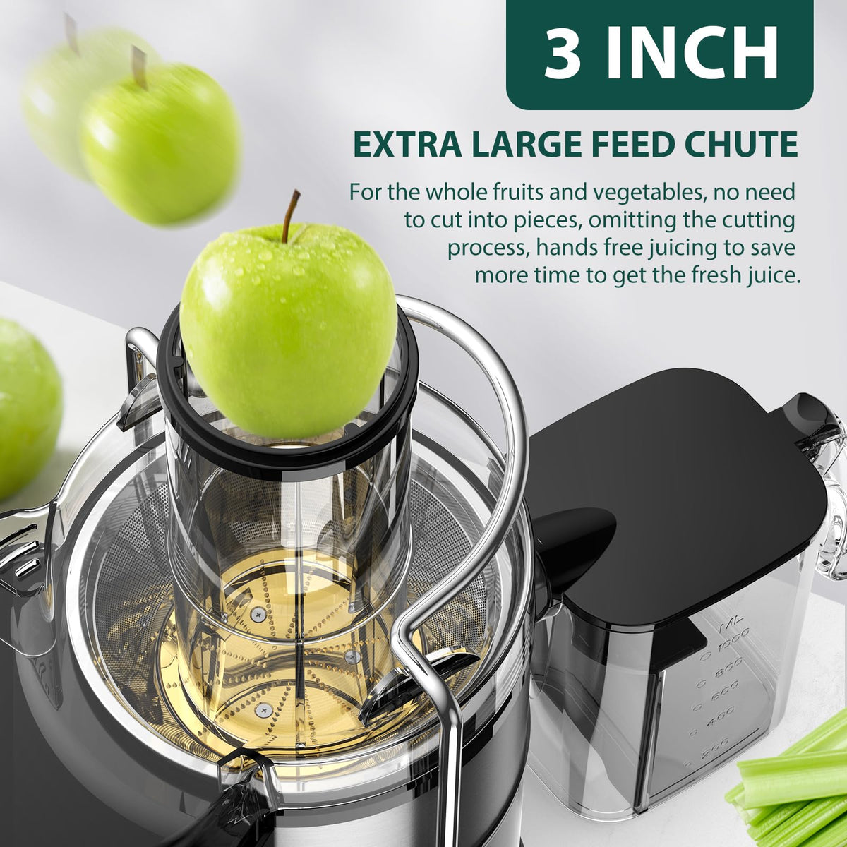 KOIOS titanium-filter close-up for cleaner, foam-free juice.