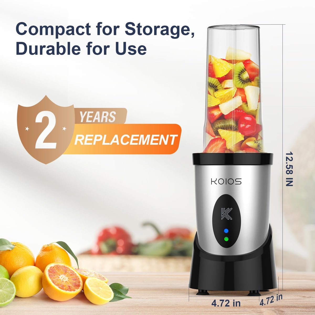 KOIOS Smoothie Blender safety feature ensures operation only with cup in place.