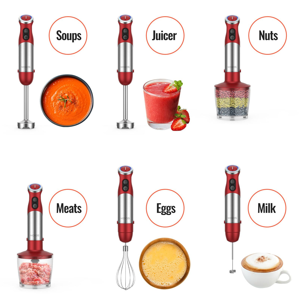 KOIOS stainless-steel blades for tougher ingredients with precision.
