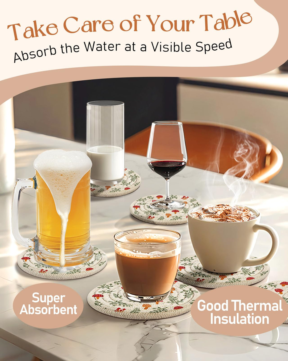 Kokaaee versatile coaster for kitchen, bar, or office decor