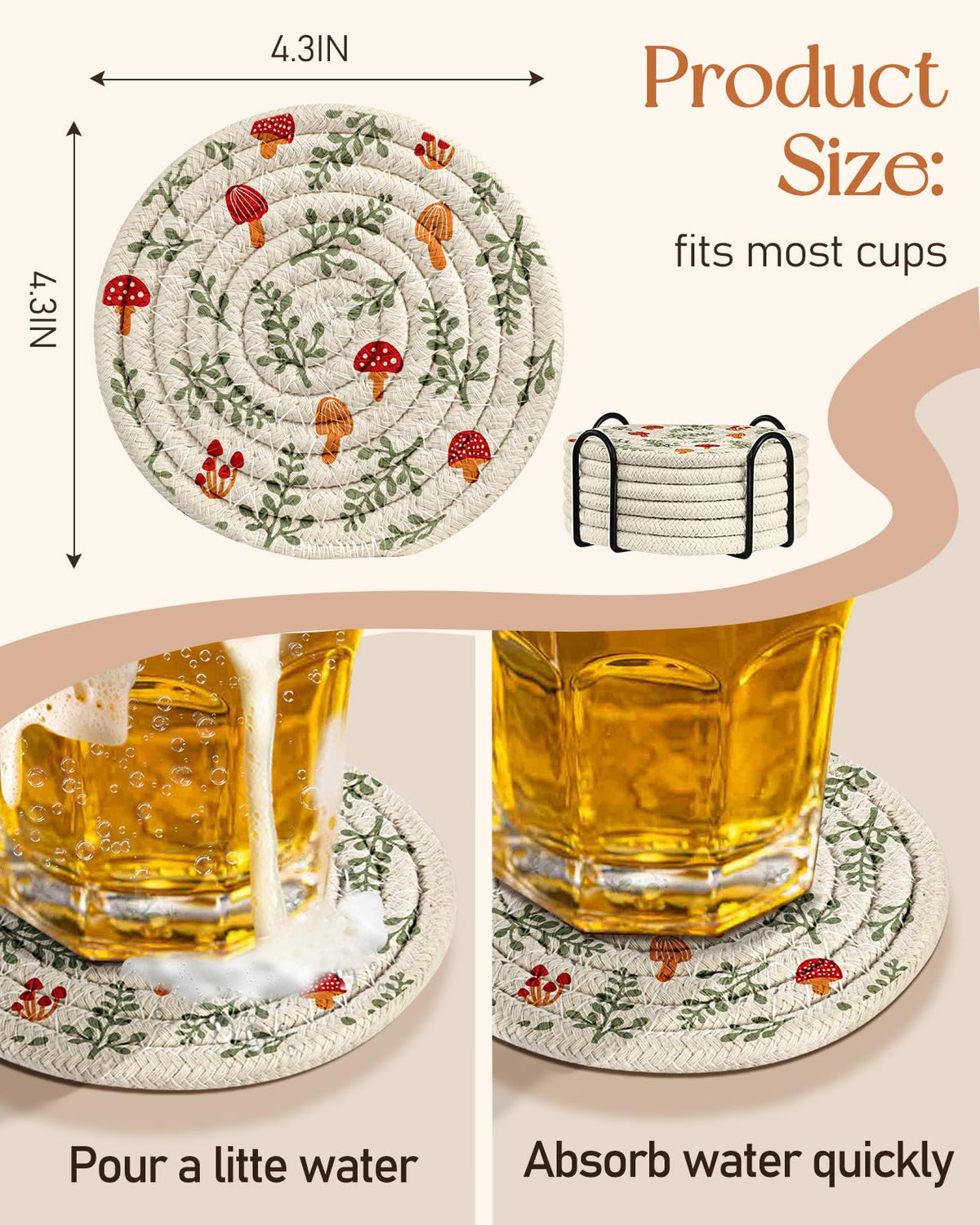 Kokaaee color-fast wash-and-use coaster remains vibrant after many washes