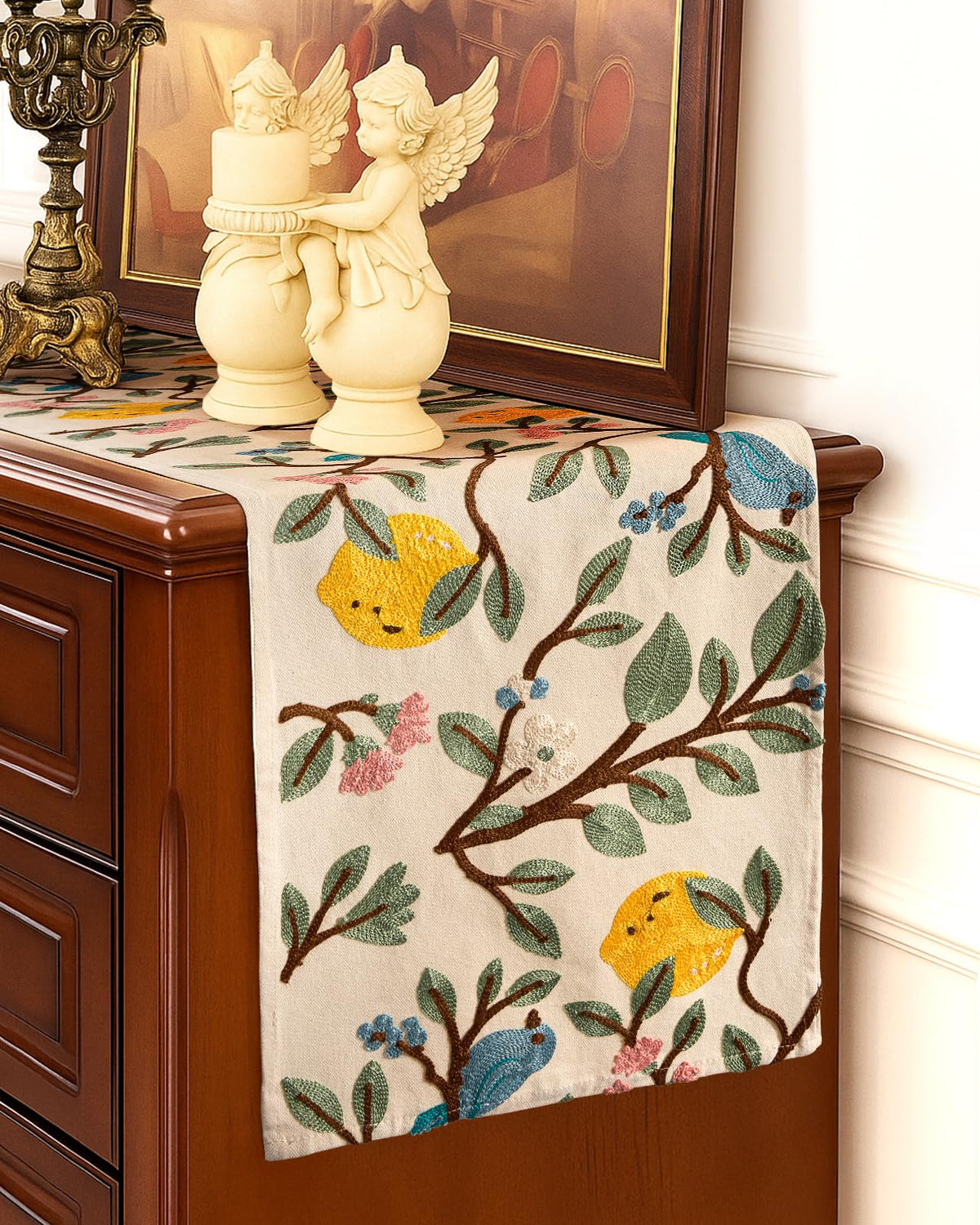 Kokaaee machine-washable table runner keeps colors vibrant after washes.