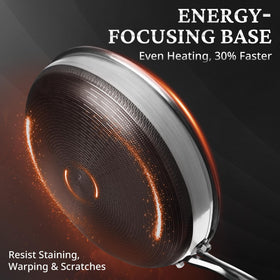 KOKHUB 10-inch pan on stove emphasizes versatile cooking and cleanup