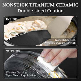 KOKHUB 8-inch side view shows durable titanium ceramic coating and even heat