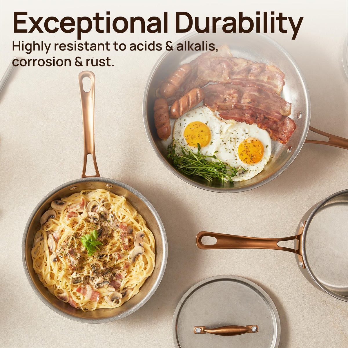 KOKHUB tri-ply base supports induction cooking and even heat.