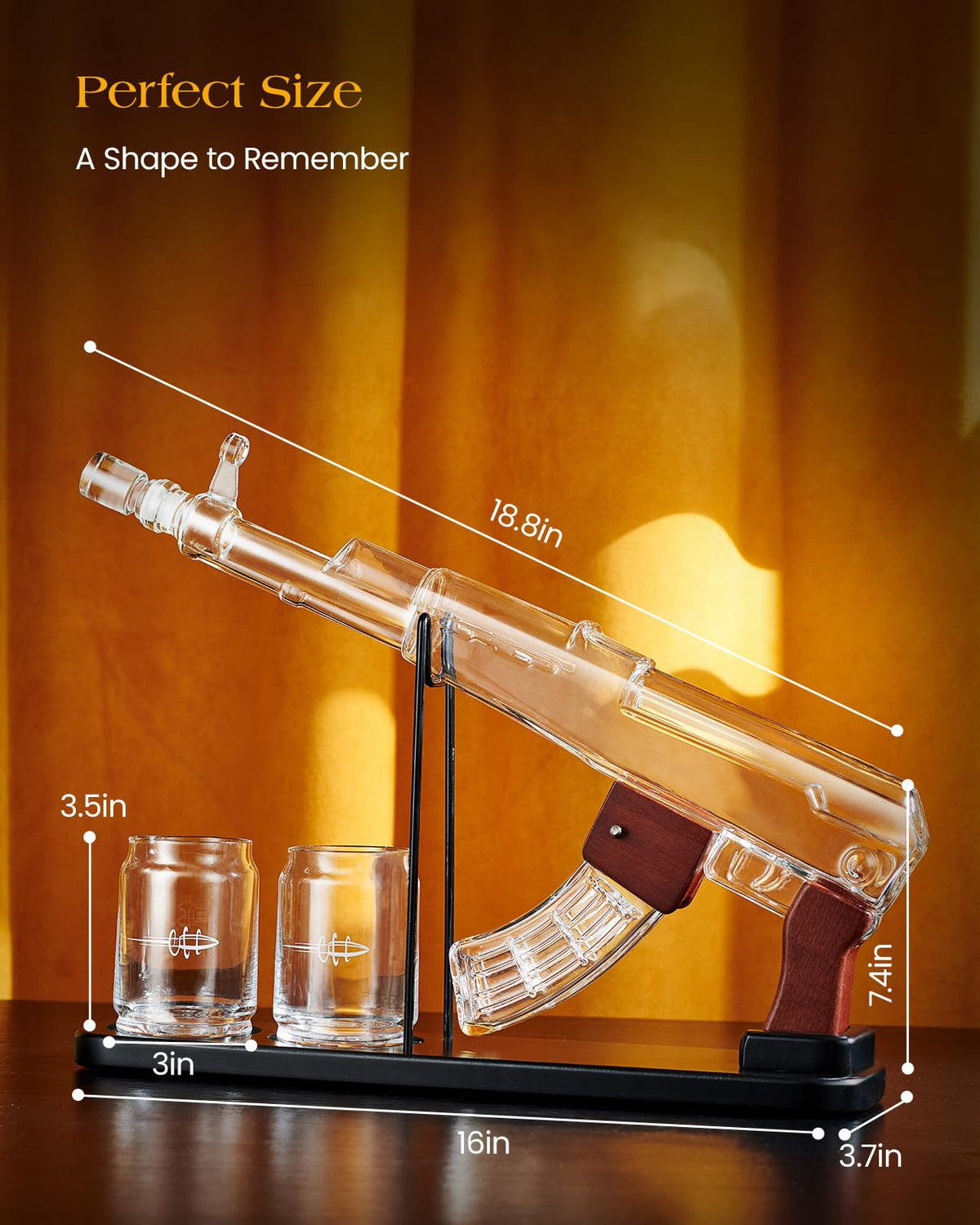 Kollea bar display stand showcases the decanter with easy reach.
