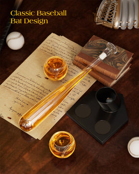 Kollea baseball bat decanter closeup showcases craftsmanship and timeless charm.