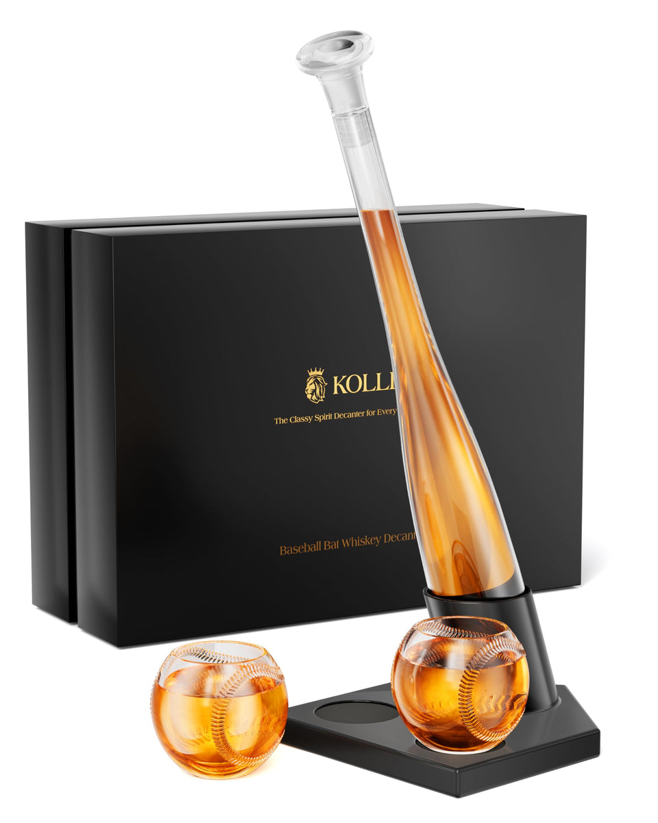 Kollea baseball decanter set with bat design, ideal for stylish home bars and gifting.