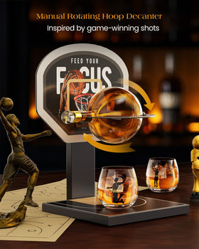 Kollea Dunk glass complements the theme with bold print for game night.