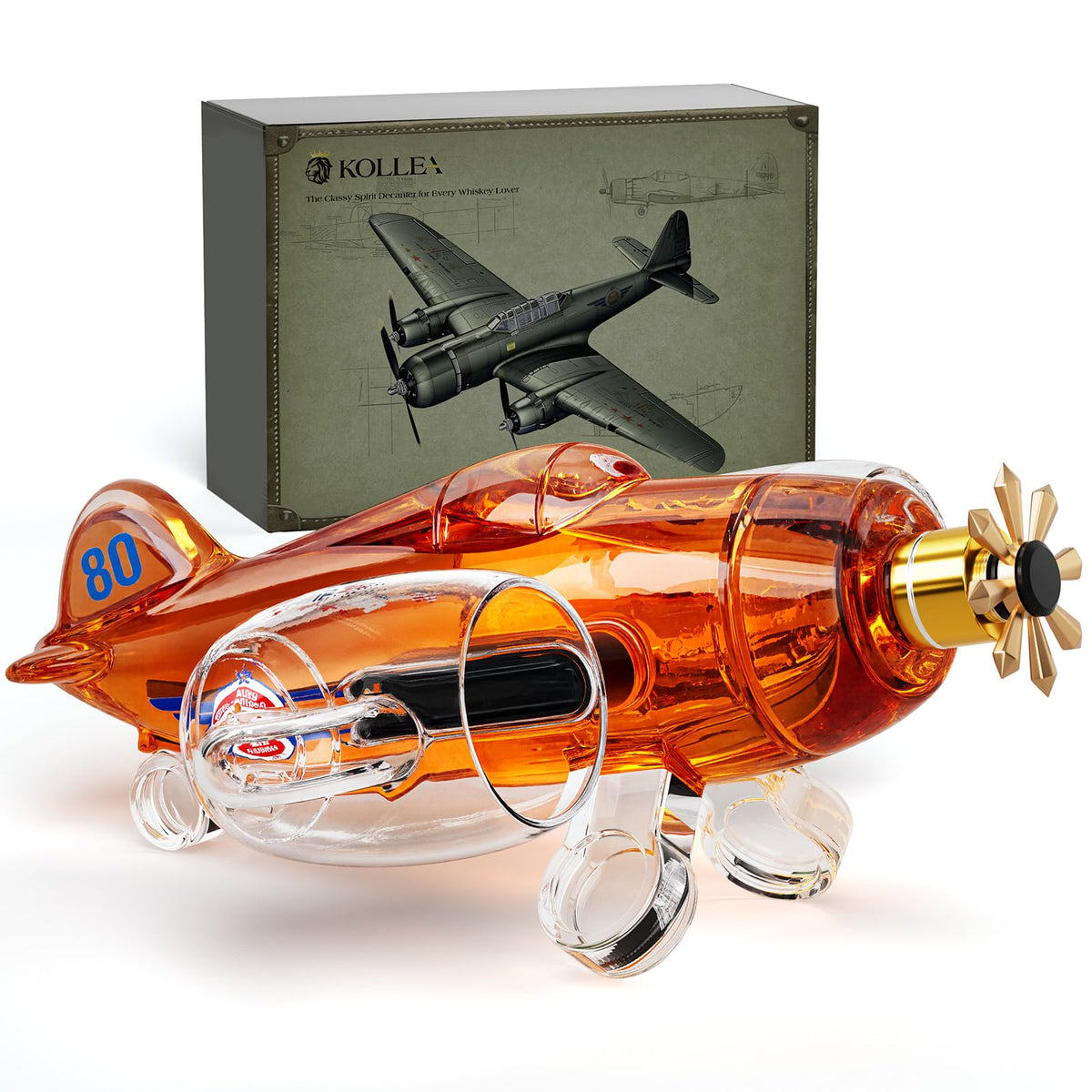 Kollea fighter aircraft whiskey decanter on display, aviation‑inspired centerpiece for home bars