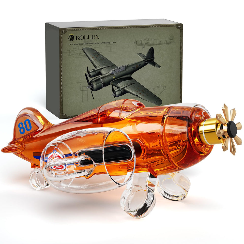 Kollea fighter aircraft whiskey decanter on display, aviation‑inspired centerpiece for home bars