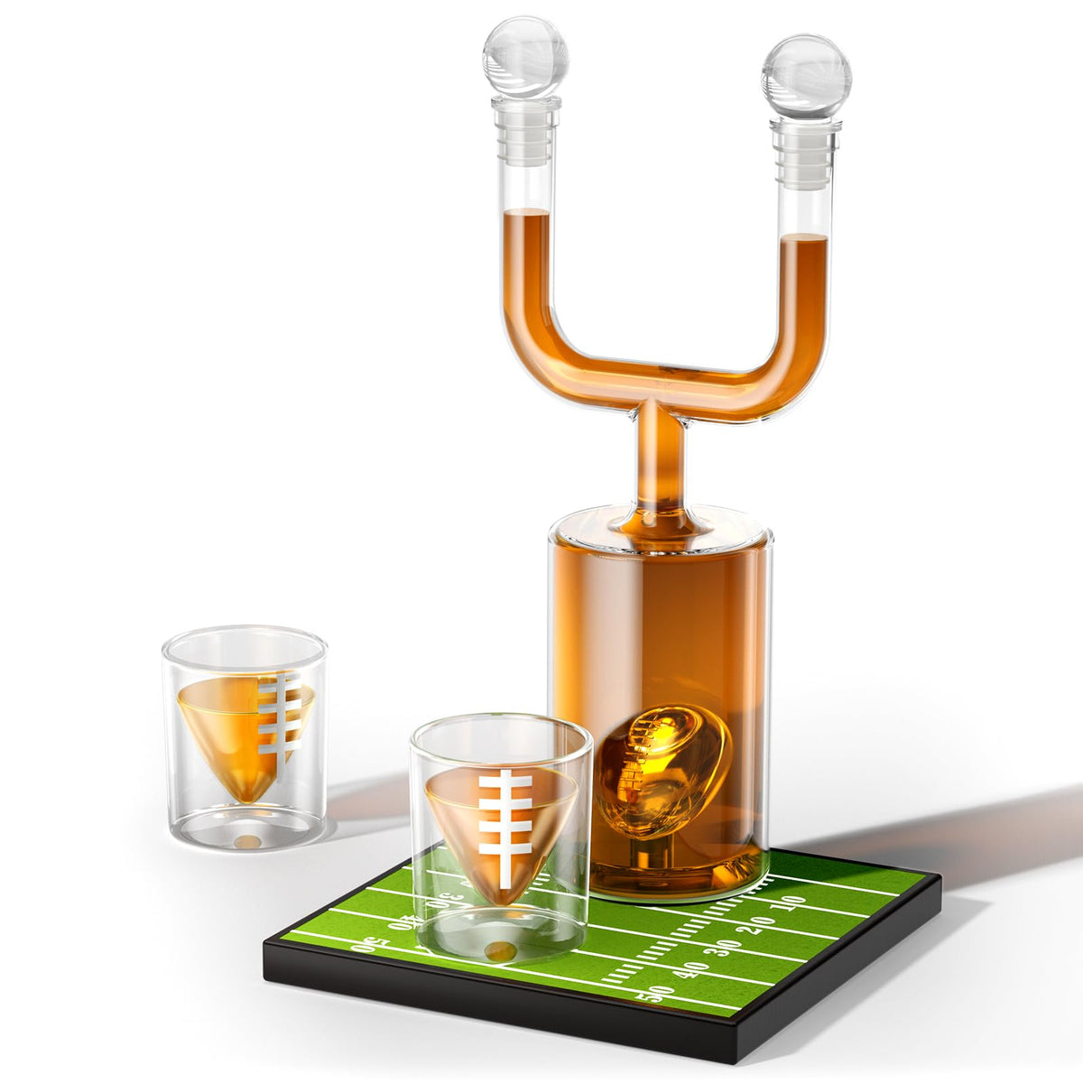 Kollea football decanter set with 28oz capacity for refined game-night pours