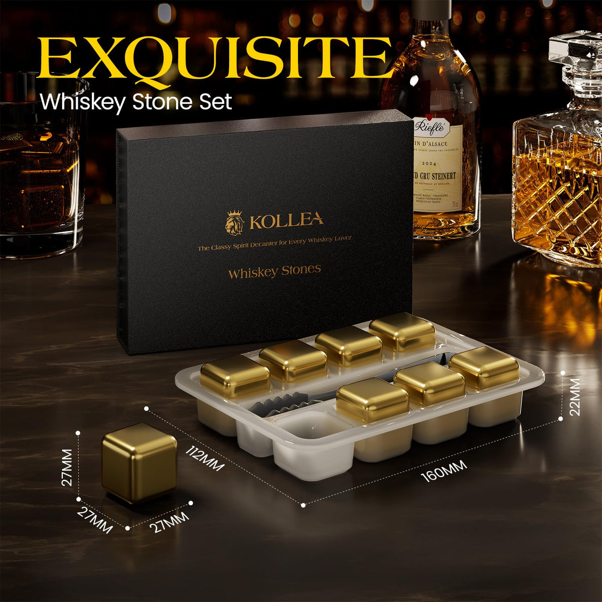 Kollea golden stainless steel stones upgrade home bartending and gifting experiences.