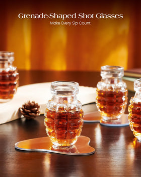 Kollea grenade shot glasses made of lead-free crystal for clear pours.