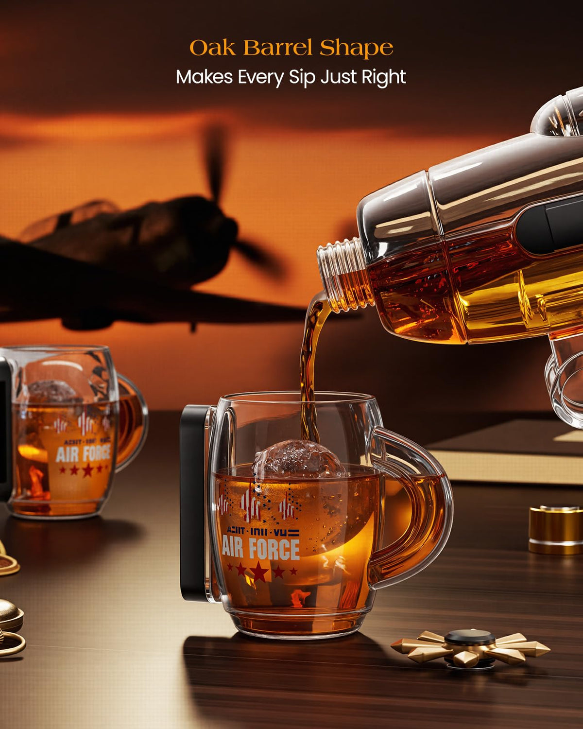 Kollea man cave display stand featuring the decanter and glasses