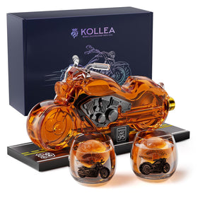 Kollea motorcycle whiskey decanter on a bar with bold biker style and centerpiece appeal.