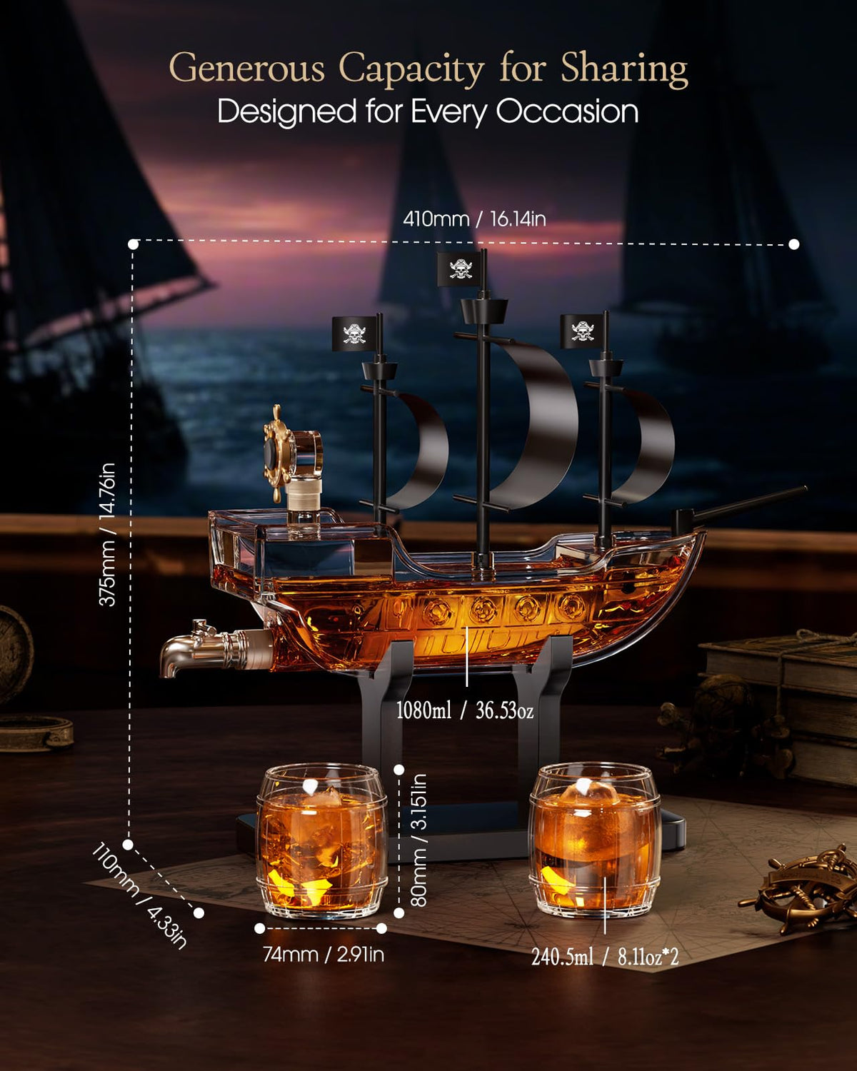 Kollea ship sails and insignia decorate the set for premium display.