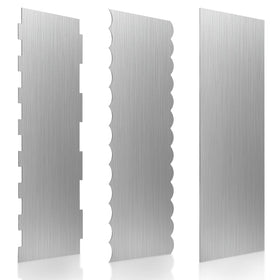 Komokeru 3pc cake scraper 8-7 inch set for precise edge finishes in cake decorating.