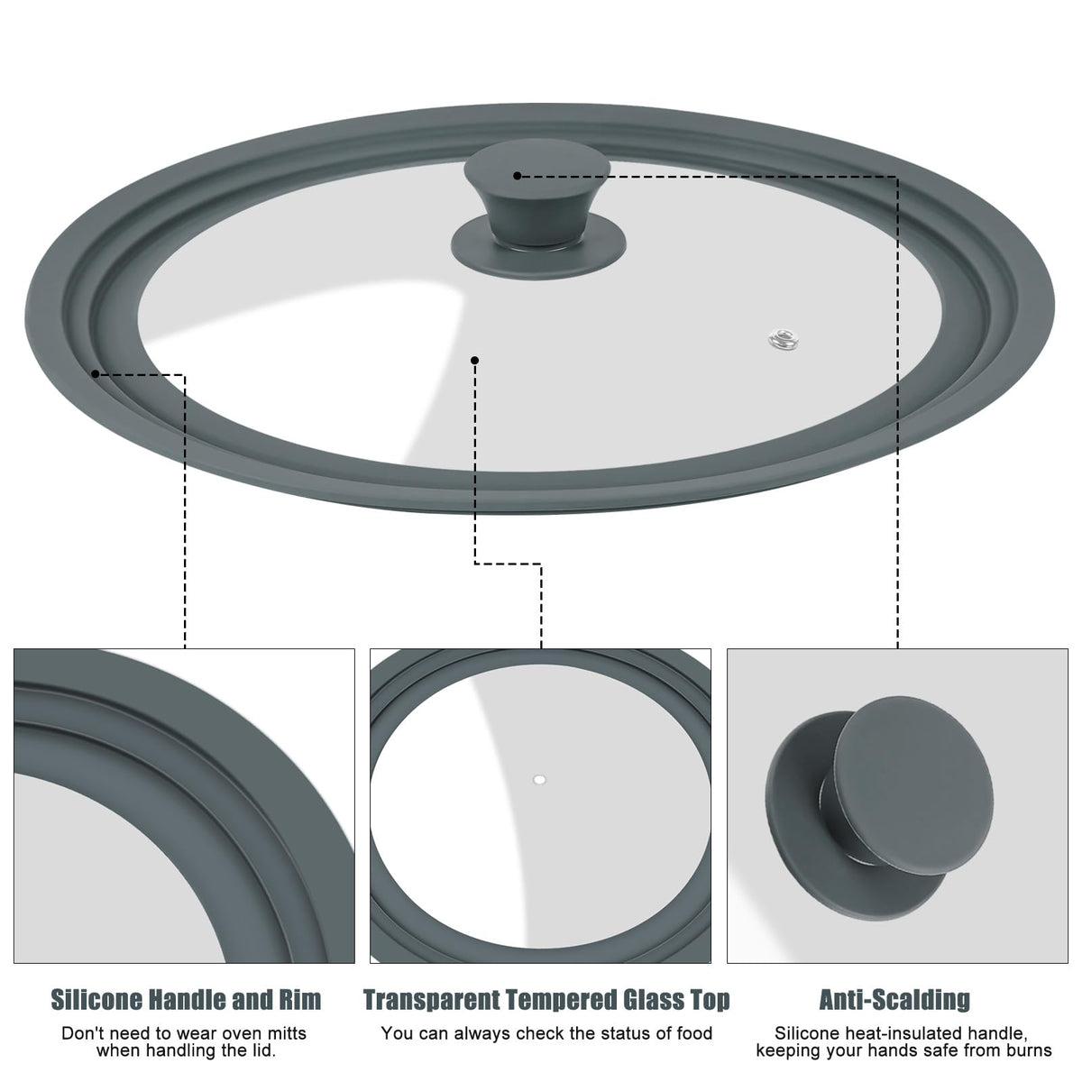 Komokeru universal lid for 10–12 inch cookware seals steam efficiently.