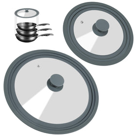 Komokeru universal lid for 7–9 inch pans with clear glass for easy monitoring.