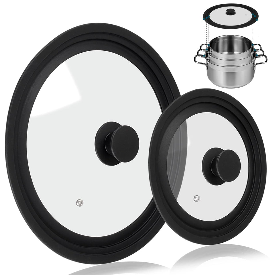 Komokeru universal lid on a 7-inch pot for versatile pan compatibility