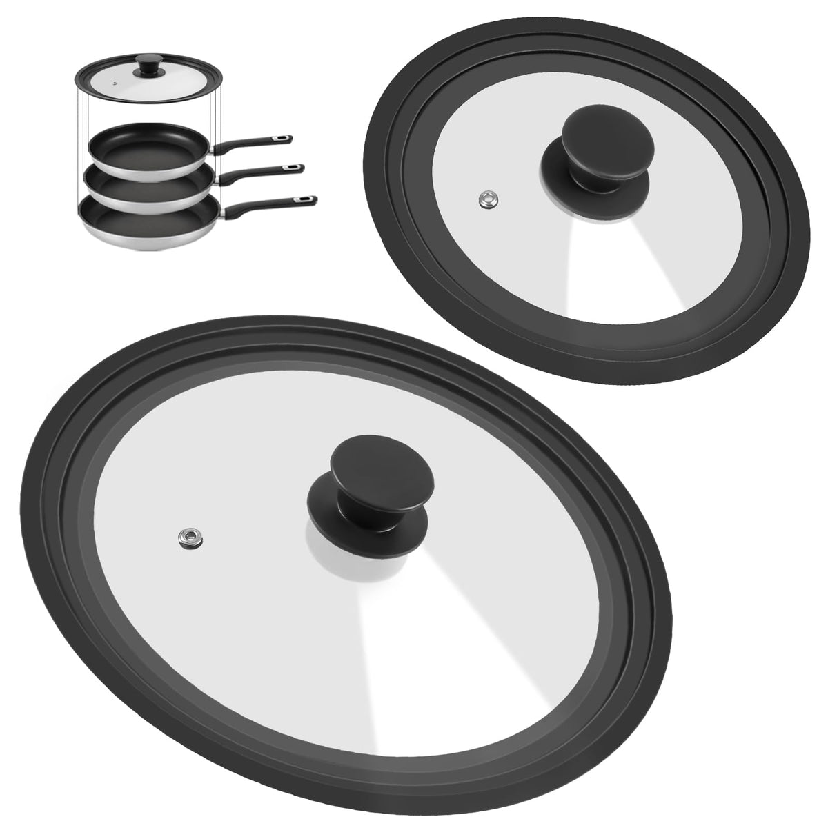 Komokeru universal lid on pot with clear view for monitoring cooking