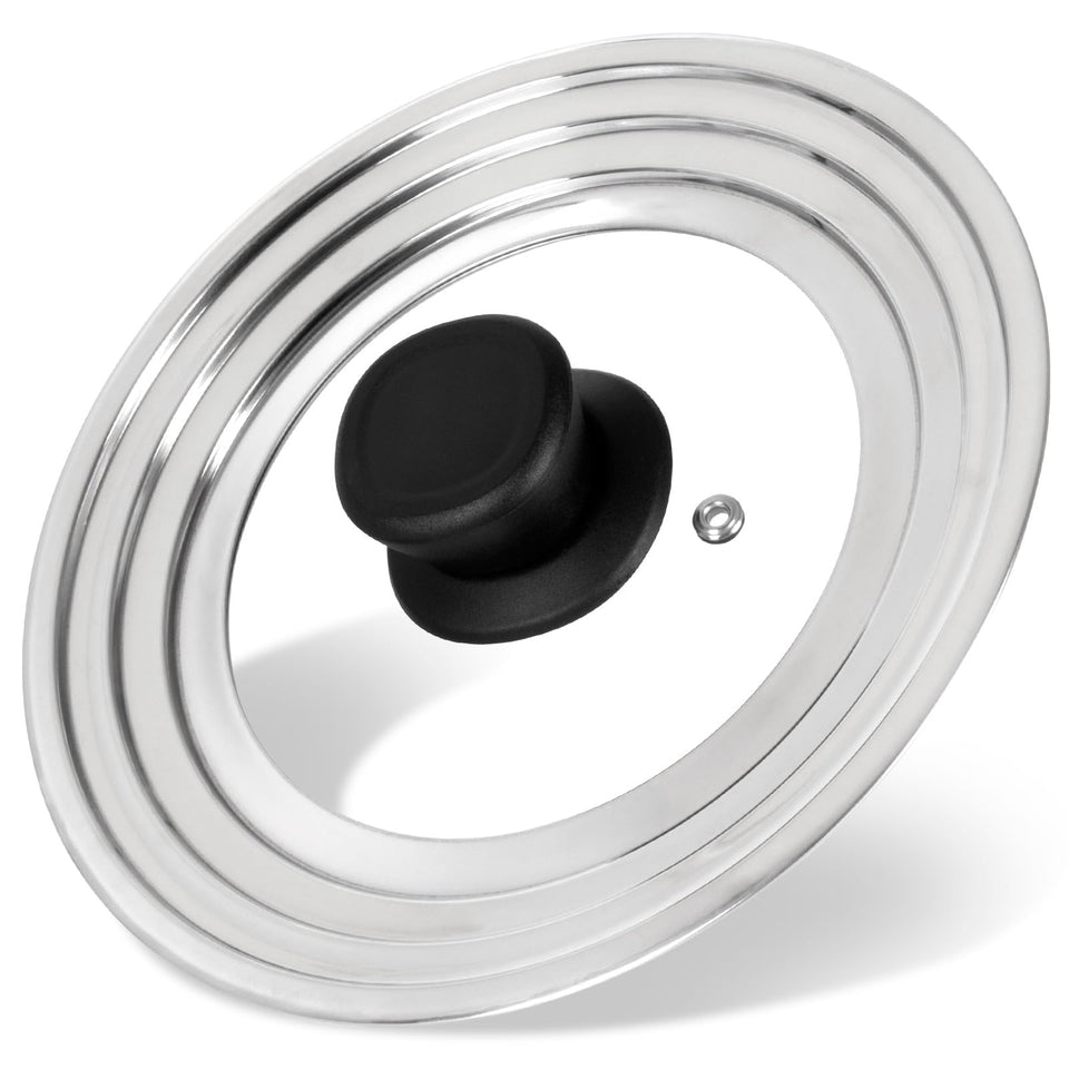 Komokeru universal pan lid fits 8.2–12.5 inch pots for versatile cooking.