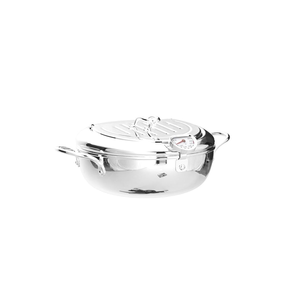 KOMONG deep fry pot with V-shape pour mouth for easy oil transfer.