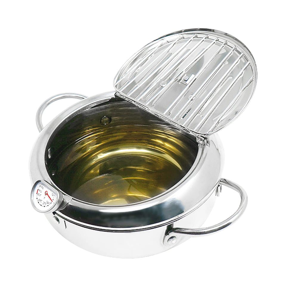 KOMONG Tempura Deep Frying Pot features 304 stainless steel for even heating and crispy results.