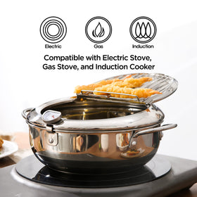KOMONG 10-inch diameter pot is ideal for family-sized frying batches.