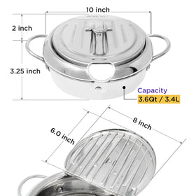 KOMONG 3.4L capacity supports frying tempura, fish, and chicken.