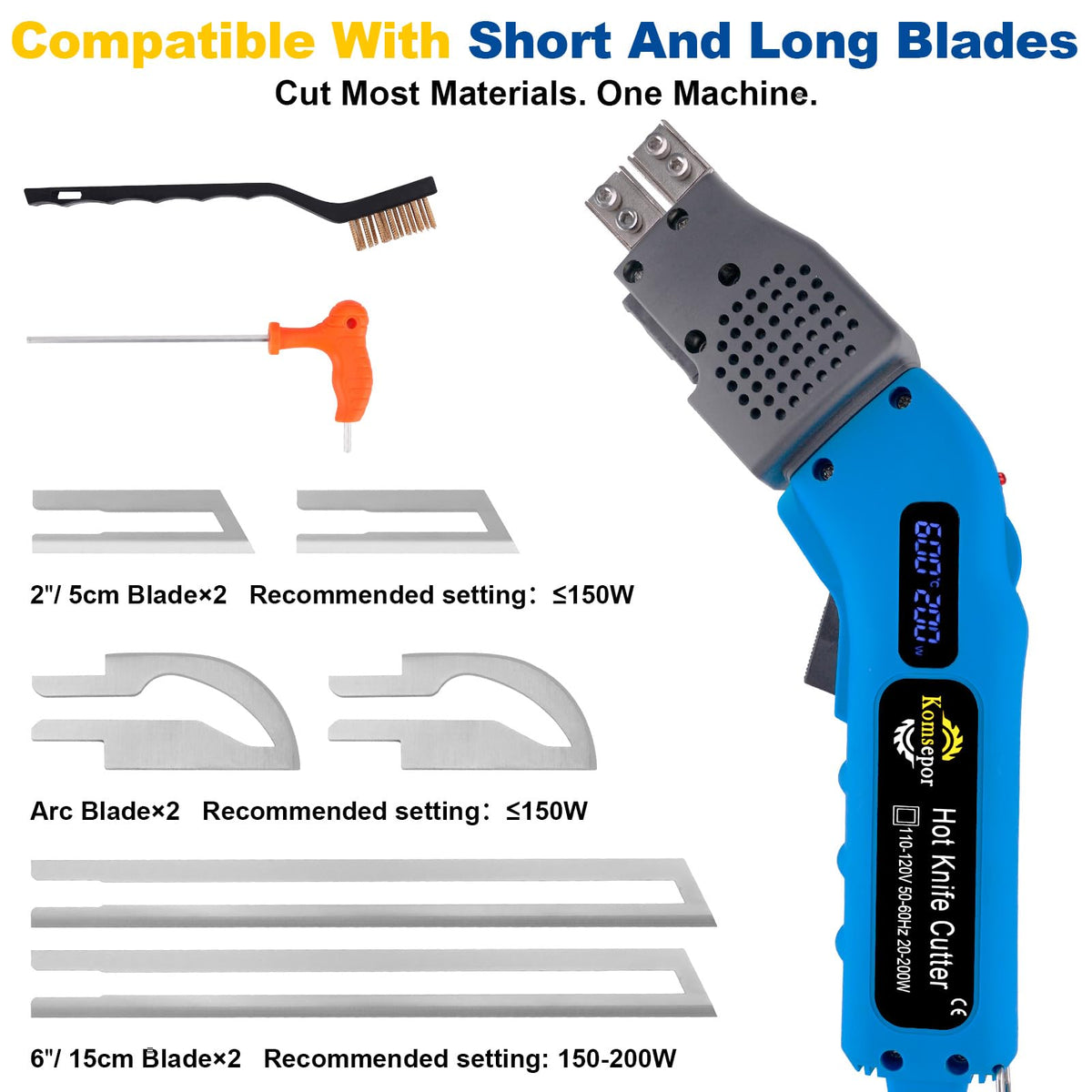 Komsepor foam cutter features air-cooled design for long cutting sessions.