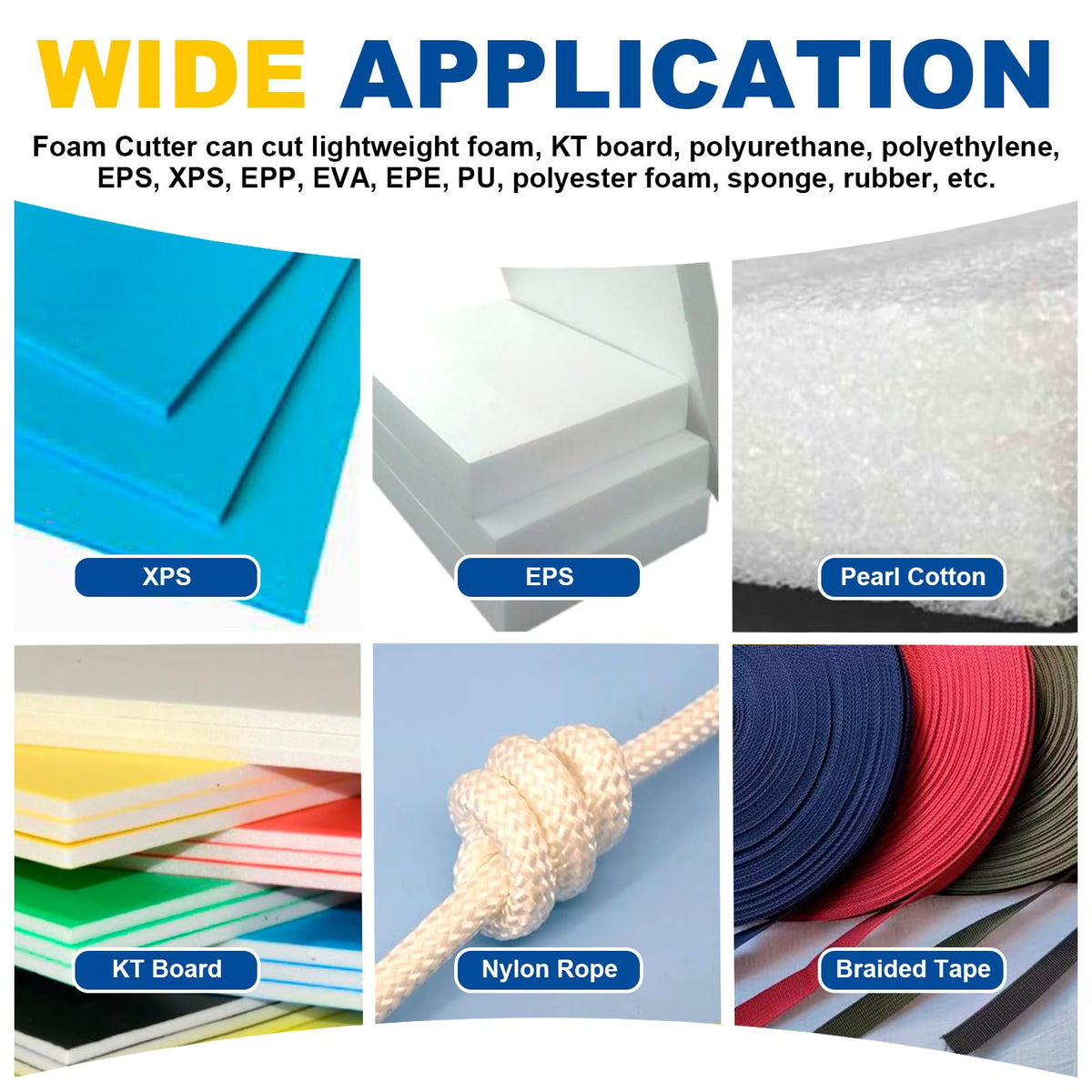 Komsepor foam cutter enables cutting varied materials from foam to sponge.