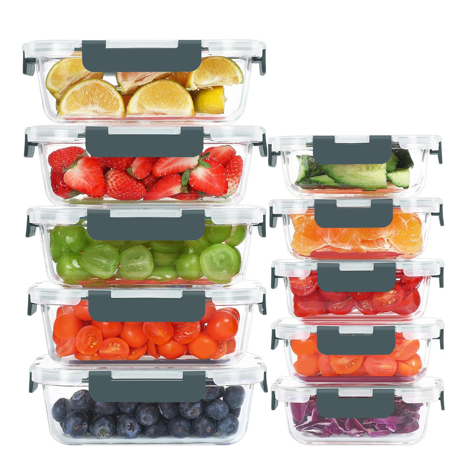 KOMUEE 34oz large glass containers for meal prep and portions.