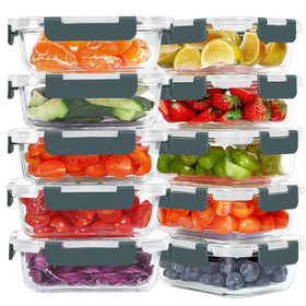 KOMUEE 10-pack 22oz glass meal prep container—durable borosilicate for everyday meals.