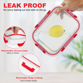 KOMUEE 37oz glass storage with airtight lid keeps meals organized and odor-free.