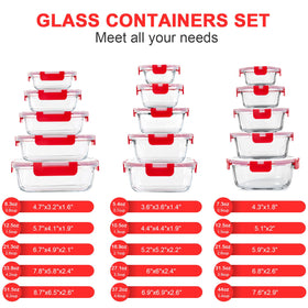 KOMUEE 44oz glass container with snap lid for leftovers and easy reheating.