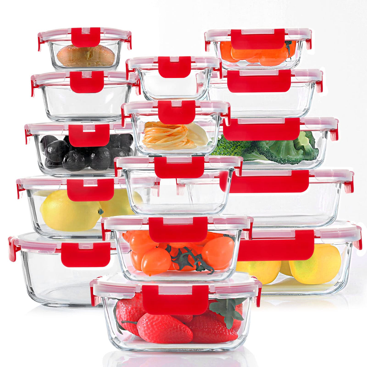 KOMUEE 50oz glass container with lid, ideal for batch meal prep and fresh storage.