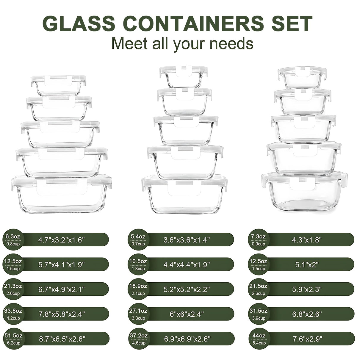 KOMUEE borosilicate glass safe for microwave reheating and meal prep.