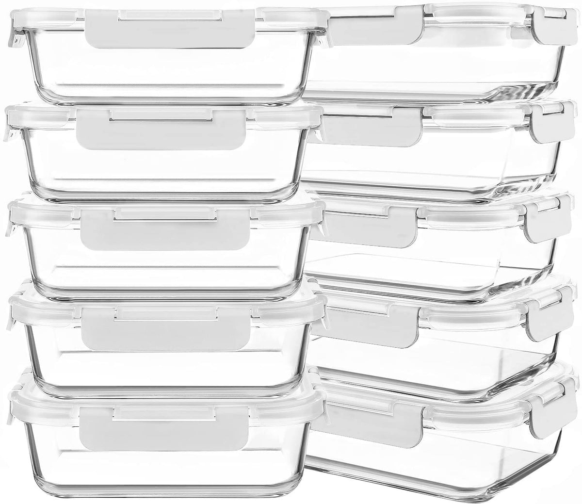 KOMUEE 30oz glass meal prep containers set for organized meals and leftovers.